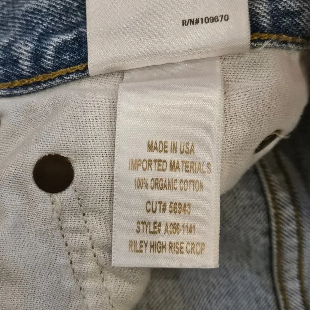 Agolde Jeans Women Size 25 Riley High Rise Crop Distressed Button Fly Light Wash